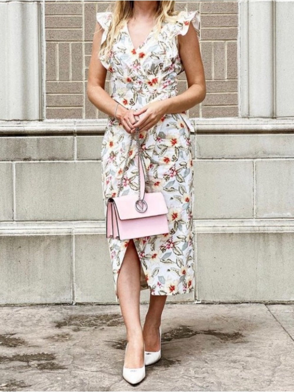 Rebecca Taylor Kamea Fleur Wrap White Dress Floral Polka Dot Print Cotton Linen
